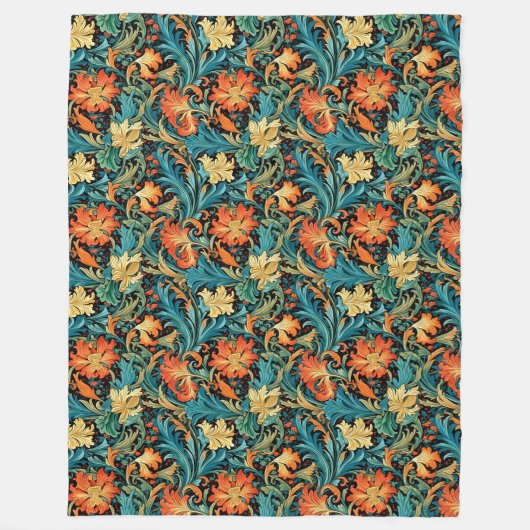 Raffinierte Botanische Morris Ikonische Blumenmust Fleecedecke (Vorderseite)