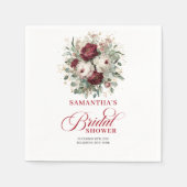 Raffinierte Burgunder Blumen Hochzeit Brause Servi Serviette (Vorderseite)