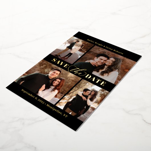 Raffinierte Collage FOIL-Hochzeit speichern Sie di Folieneinladung (Gedreht)