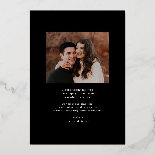 Raffinierte Collage FOIL-Hochzeit speichern Sie di Folieneinladung (Rückseite)