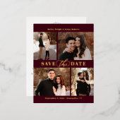 Raffinierte Collage FOIL Save the Date Postkarte (Vorderseite/Rückseite)