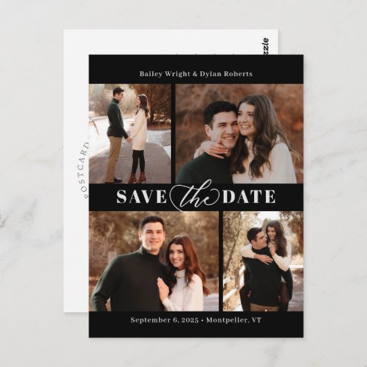 Raffinierte Collage Moderne Save the Date Postkart Postkarte (Vorne/Hinten)