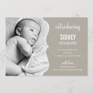 Raffinierte Elegance Baby Birth Ankündigung