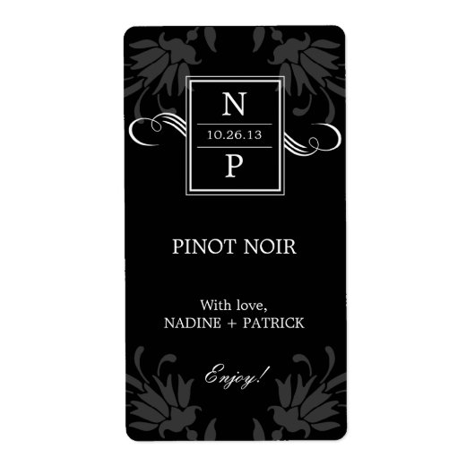 Raffinierte Elegance Hochzeit Wine Labels (Vorne)