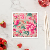 Raffinierte elegante, hellrosa Blume, üppige Blätt Serviette (Beispiel)