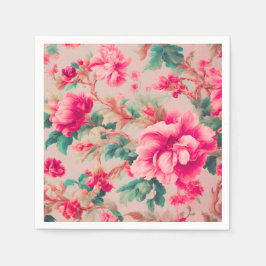 Raffinierte elegante, hellrosa Blume, üppige Blätt Serviette