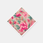 Raffinierte elegante, hellrosa Blume, üppige Blätt Serviette (Ecke)