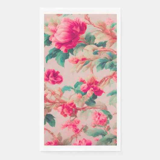Raffinierte elegante, hellrosa Blume, üppige Blätt Serviette (Vorderseite)