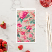 Raffinierte elegante, hellrosa Blume, üppige Blätt Serviette (Beispiel)