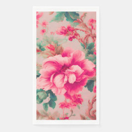 Raffinierte elegante, hellrosa Blume, üppige Blätt Serviette