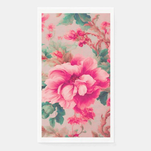 Raffinierte elegante, hellrosa Blume, üppige Blätt Serviette (Vorderseite)