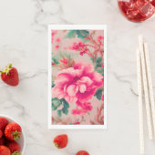Raffinierte elegante, hellrosa Blume, üppige Blätt Serviette (Beispiel)