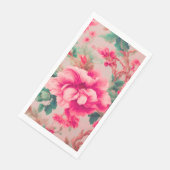 Raffinierte elegante, hellrosa Blume, üppige Blätt Serviette (Ecke)