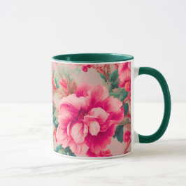 Raffinierte elegante, hellrosa Blume, üppige Blätt Tasse