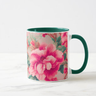Raffinierte elegante, hellrosa Blume, üppige Blätt Tasse