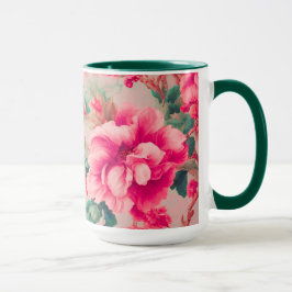 Raffinierte elegante, hellrosa Blume, üppige Blätt Tasse