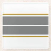 Raffinierte, feine, moderne graue Streifen auf Wei Glasuntersetzer (Vorderseite)