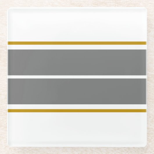 Raffinierte, feine, moderne graue Streifen auf Wei Glasuntersetzer (Vorderseite)