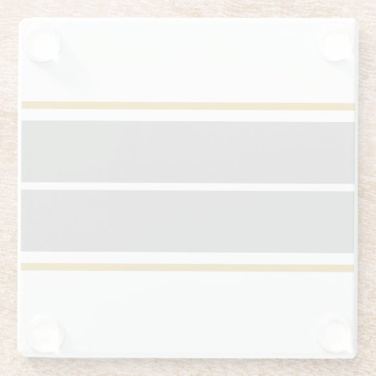 Raffinierte, feine, moderne graue Streifen auf Wei Glasuntersetzer (Rückseite)