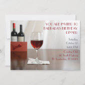 Raffinierte Geburtstagsparty mit Rotweinen Einladung (Vorderseite)