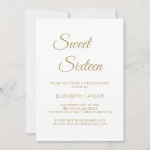 Raffinierte Gold-Kalligrafie Sweet Sixteen  Einladung