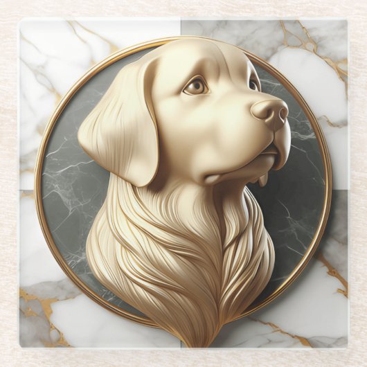 Raffinierte Golden Retriever Marmorimpression Glasuntersetzer (Vorderseite)