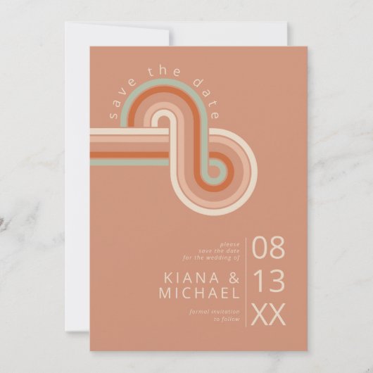 Raffinierte Linien Geometric Wedding Terra Cotta I Save The Date (Vorderseite)