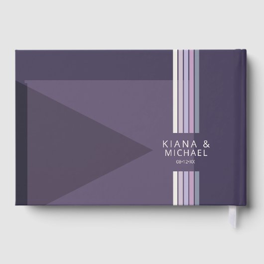 Raffinierte Linien Geometric Wedding Violet ID983 Gästebuch (Rückseite)