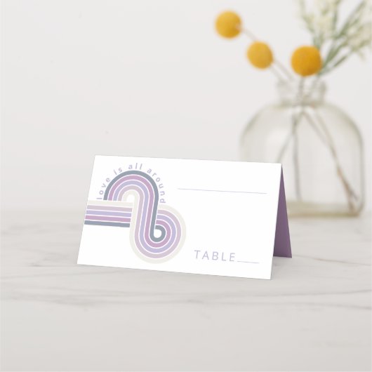 Raffinierte Linien Geometric Wedding Violet ID983 Platzkarte (Vorderseite)