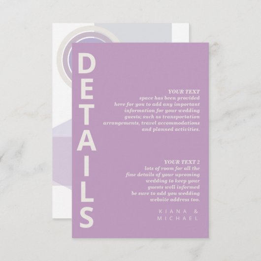 Raffinierte Linien, geometrische Details - Violet  Begleitkarte (Vorne/Hinten)