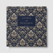 Raffinierte marine Blumen Vintage Gästebuch (Vorderseite)