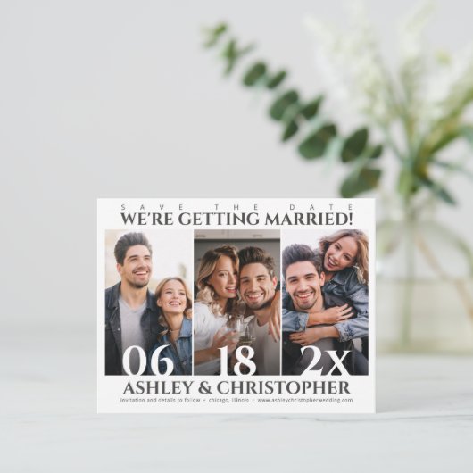 Raffinierte Minimalistische Foto Save the Date-Kar Save The Date (Stehend Vorderseite)