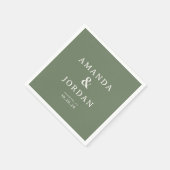 Raffinierte Olivgrüne Typografie Serviette (Ecke)
