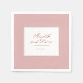 Raffinierte Rosa- und Blush-Script-Hochzeit Serviette (Vorderseite)