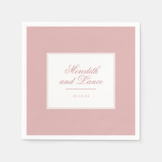 Raffinierte Rosa- und Blush-Script-Hochzeit Serviette (Vorderseite)