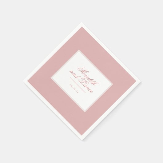 Raffinierte Rosa- und Blush-Script-Hochzeit Serviette (Ecke)
