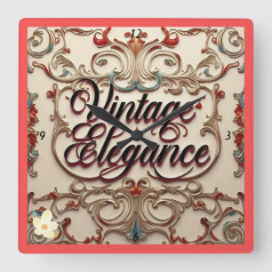 "Raffinierte Vintage-Eleganz" Quadratische Wanduhr
