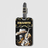 Raffinierte Violine mit feiner Cowboy-Kunst Gepäckanhänger (Vorderseite Vertikal)