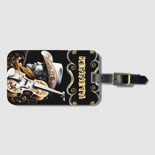 Raffinierte Violine mit feiner Cowboy-Kunst Gepäckanhänger (Vorderseite (Horizontal))