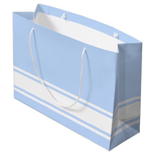 Raffinierte, weiße Streifen auf der Basis auf Baby Große Geschenktüte (Rückseite Schrägansicht)