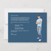 Raffinierter Abschluss Drei-Foto-Royal Blue Mitteilungskarte (Rückseite)