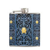 Raffinierter Art Deco Wrockner Eisen-Kolben 3 Flachmann (Vorderseite)