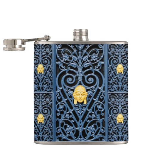 Raffinierter Art Deco Wrockner Eisen-Kolben 3 Flachmann (Geöffnet)