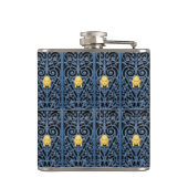 Raffinierter Art Deco Wrockner Eisen-Kolben 3 Flachmann (Rückseite)