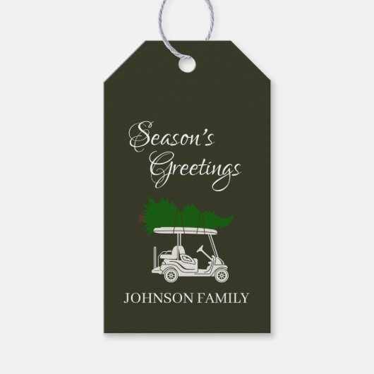 Raffinierter Dunkelgrüner Golfplatz mit Weihnachts Geschenkanhänger (Vorderseite)