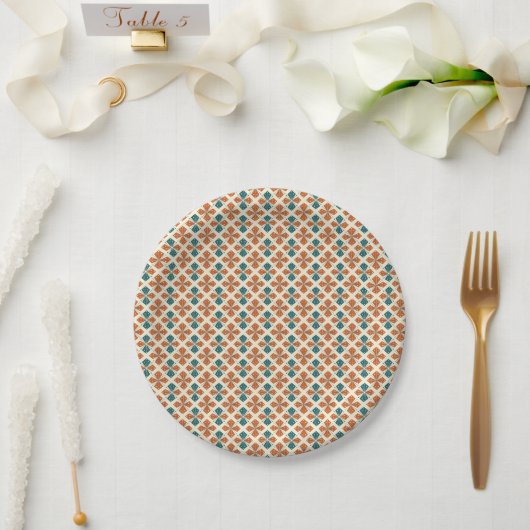 Raffinierter Mid-Century-Modern-Atom-Sternenexplos Pappteller (Hochzeit)