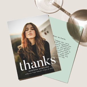 Raffinierter Minze Green Foto Abschluss Dankeskarte