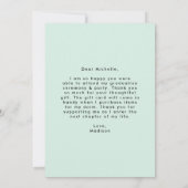 Raffinierter Minze Green Foto Abschluss Dankeskarte (Rückseite)