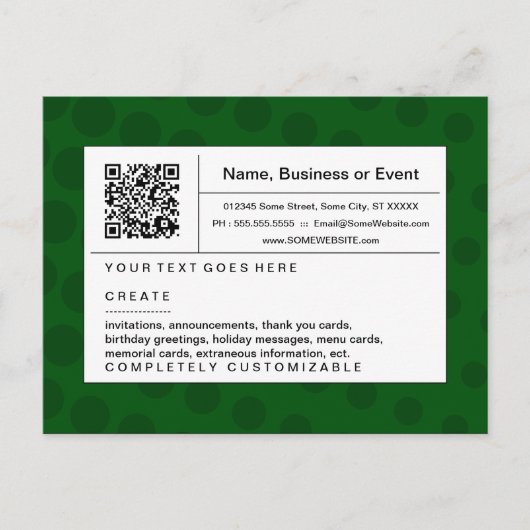 Raffinierter QR-Code: grüner Halfton Einladungspostkarte (Vorderseite)