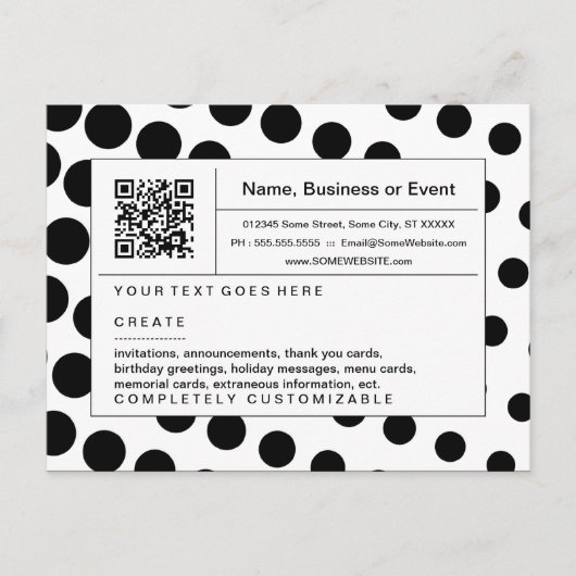 Raffinierter QR-Code: Schwarz-Weiß-Halbton Einladungspostkarte (Vorderseite)